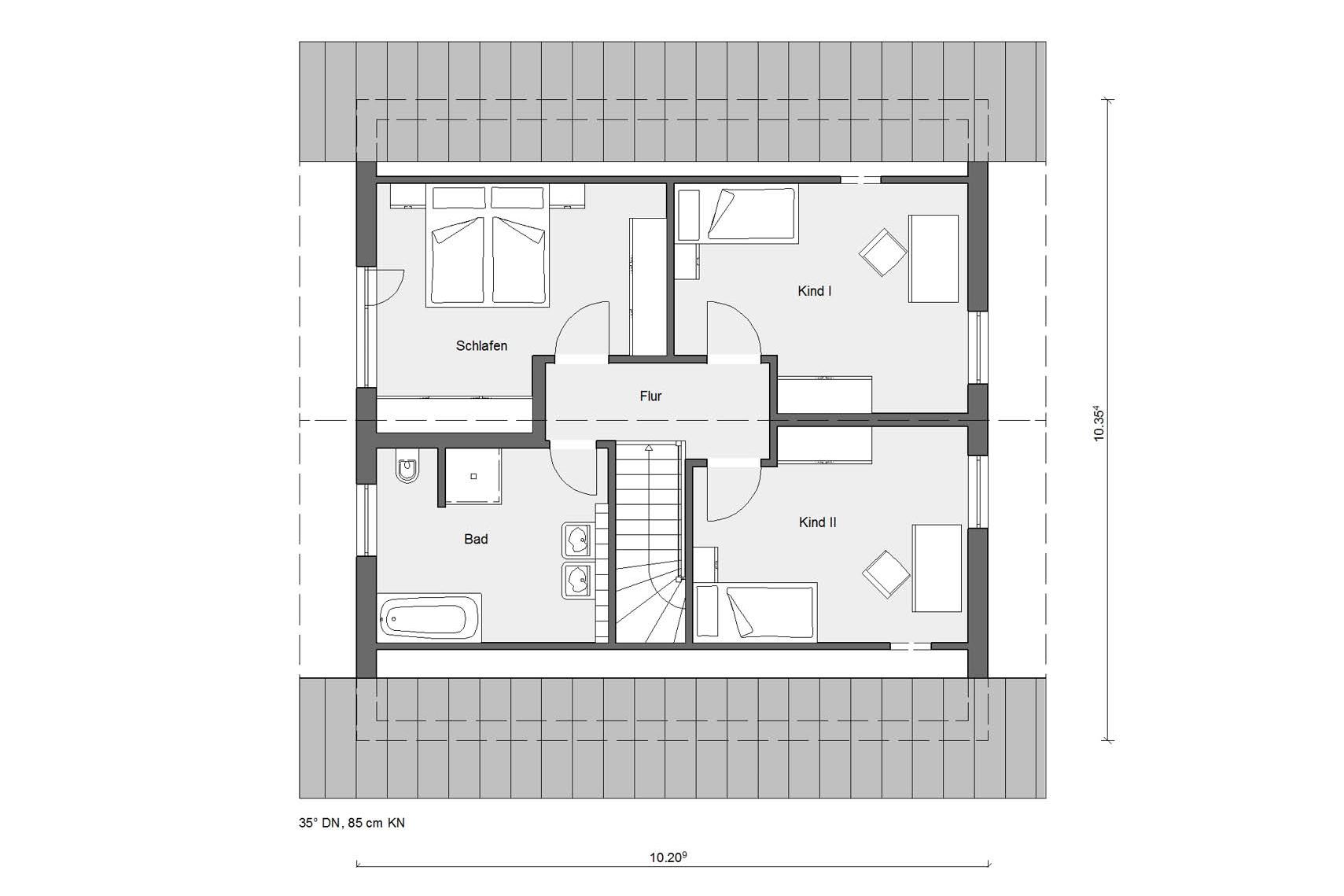 Grundriss Dachgeschoss M 15-173.4 Einliegerwohnung im Erdgeschoss