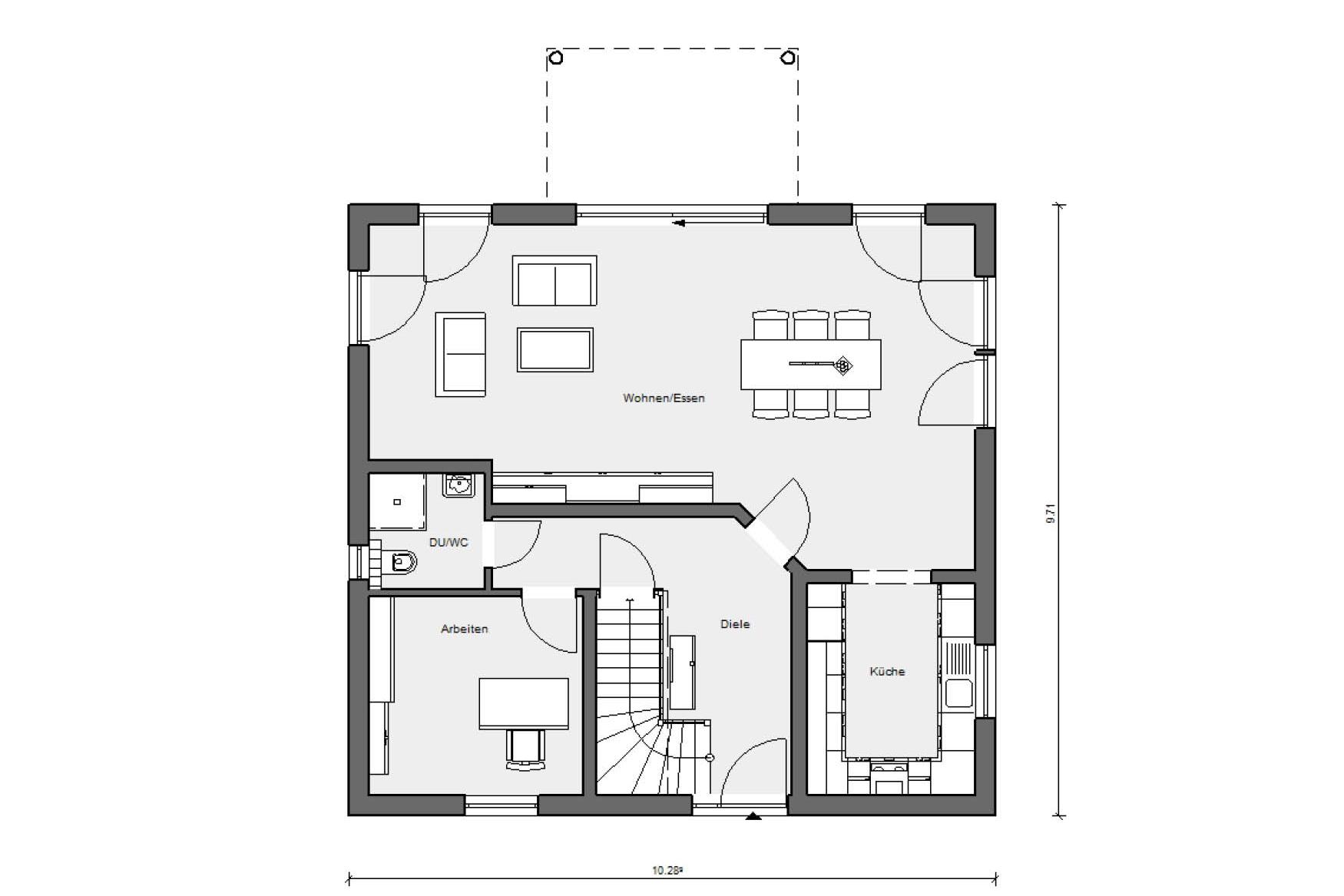 Haus mit Satteldachgaube und Balkon  Schw rerHaus