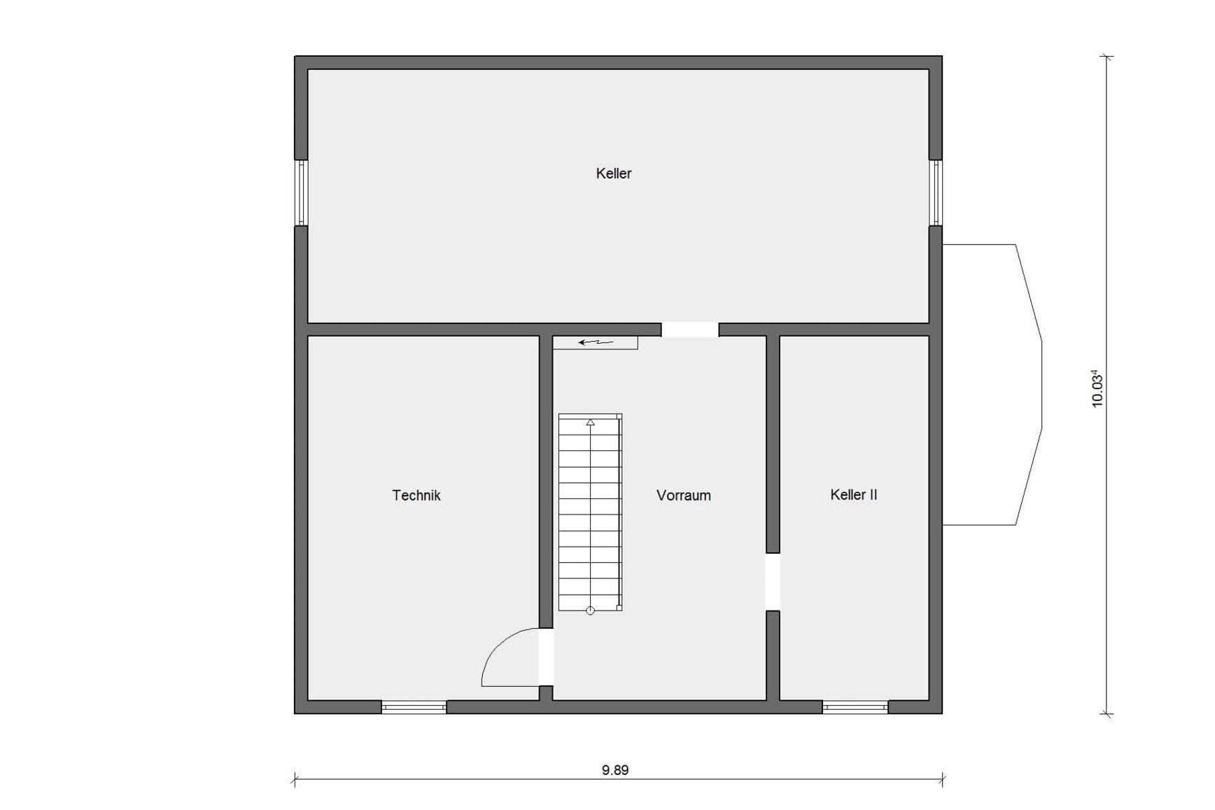 Grundriss Kellergeschoss M 15-173.4 Einliegerwohnung im Erdgeschoss