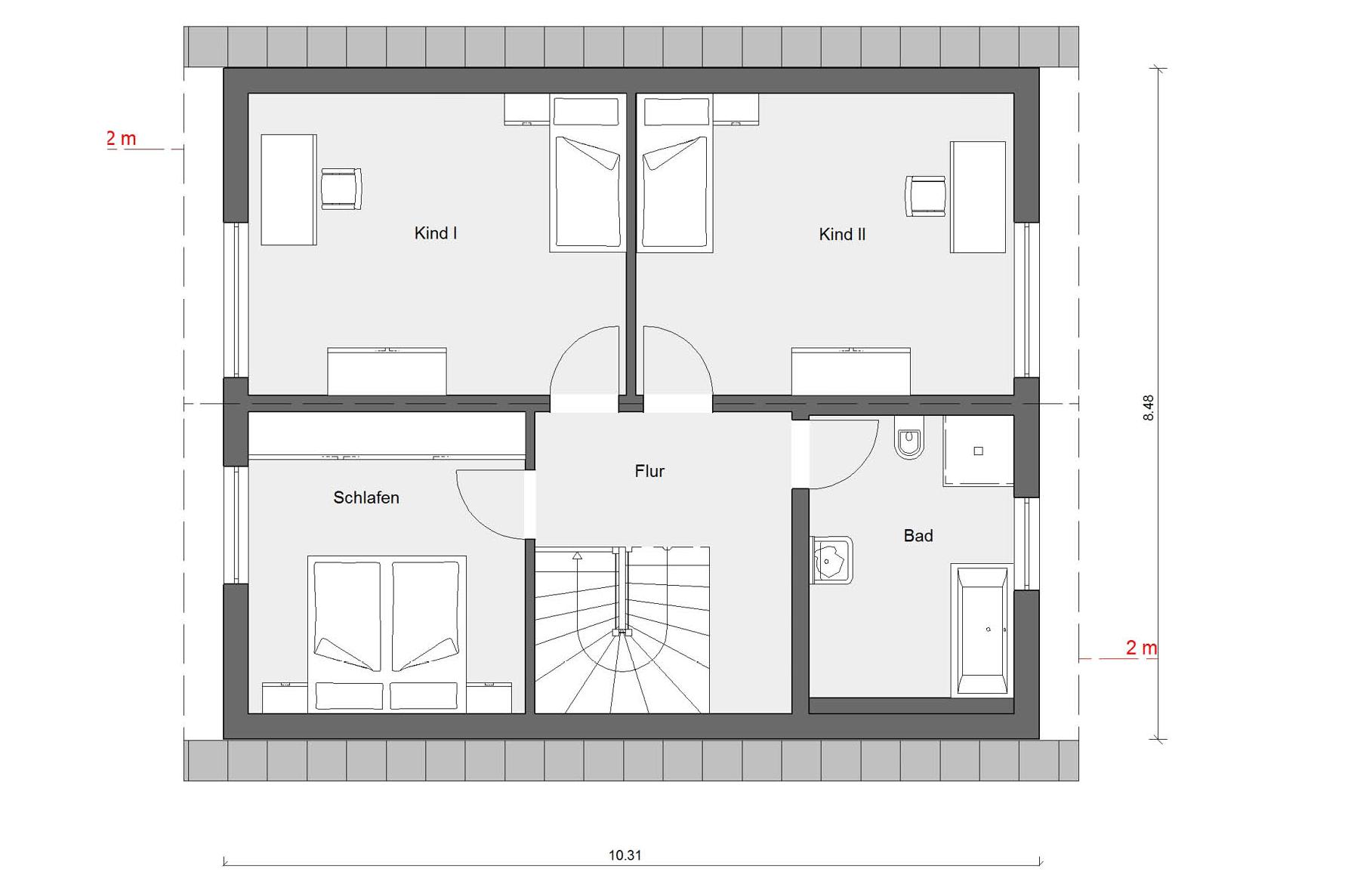 Plan d'étage grenier E 15-143.13 Maison avec auvent