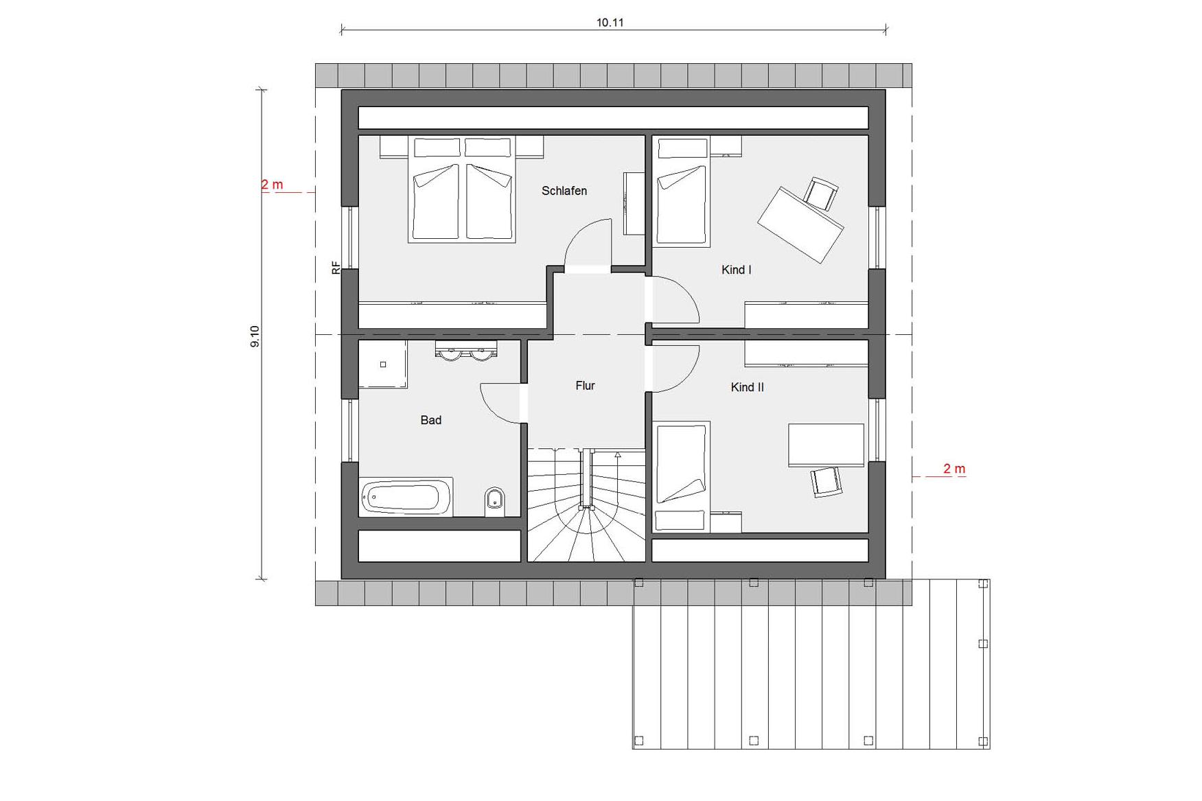 Grundriss Dachgeschoss  E 15-140.3 Haus eingeschossig